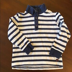 Janie and Jack Navy and White Striped Shirt